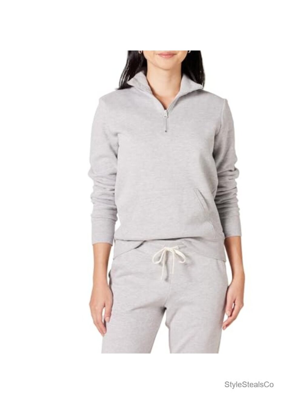 Long-Sleeve Fleece Quarter-Zip Pullover Sweatshirt with Kangaroo Pocket